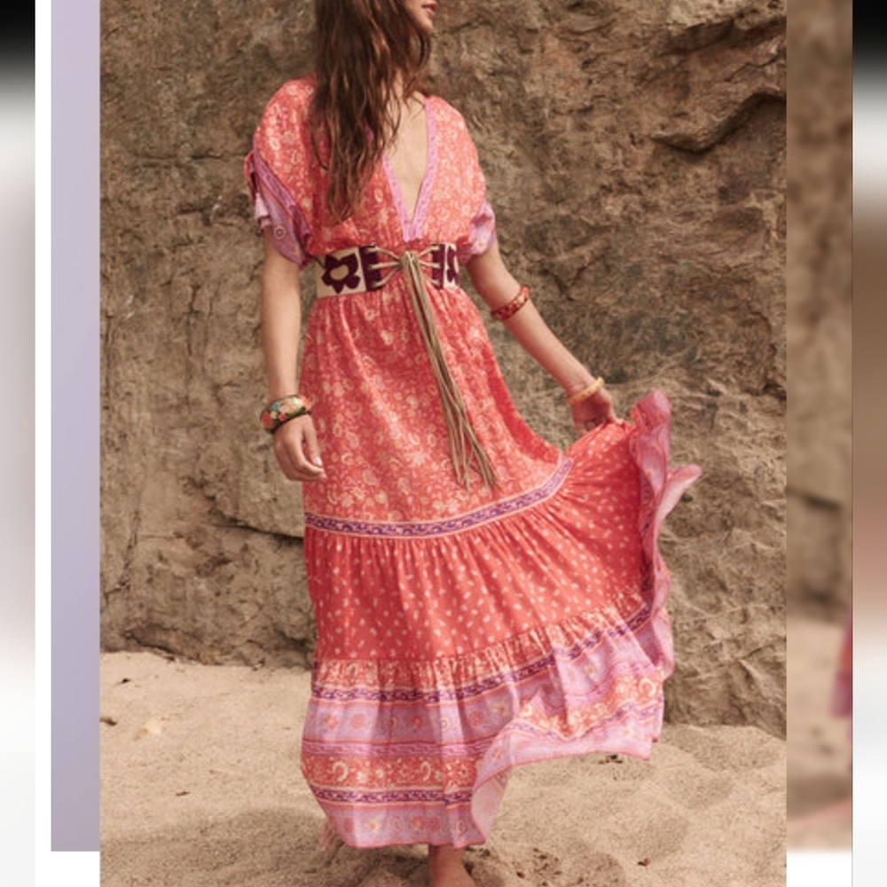 SPELL Sunshine Bandit Gown in Cayenne Size XS - Picture 2 of 16